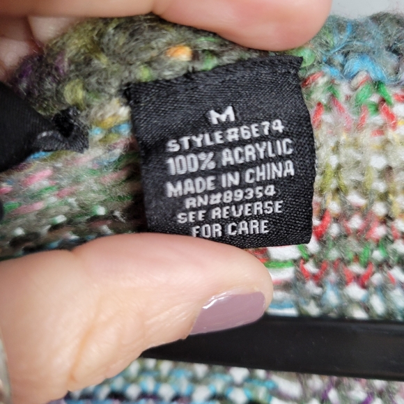 Y2K Vintage Open Knit Space-Dye Sweater Dress Rainbow, Black - Picture 15 of 15